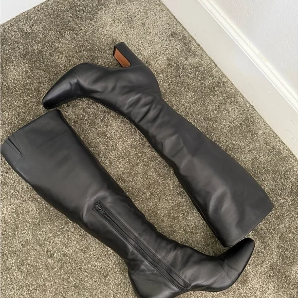 Rouje Black Leather Knee Boots - Picture 3 of 5